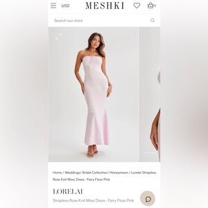 MESHKI Lorelai Strapless Rose Knit Maxi Dress